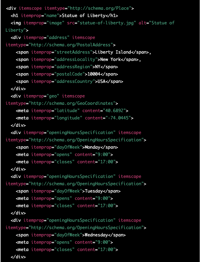 schema mark-up for "place"